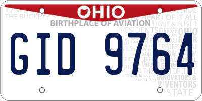 OH license plate GID9764