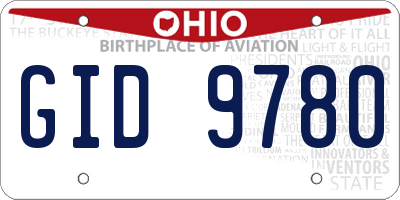 OH license plate GID9780