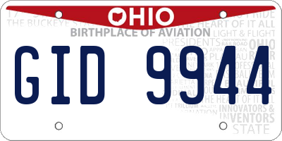 OH license plate GID9944