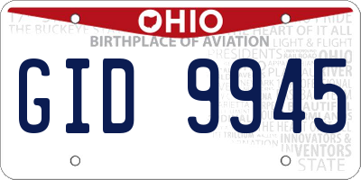OH license plate GID9945