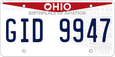 OH license plate GID9947