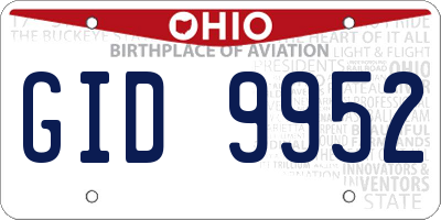 OH license plate GID9952