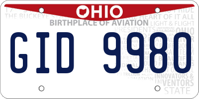 OH license plate GID9980
