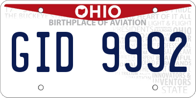 OH license plate GID9992