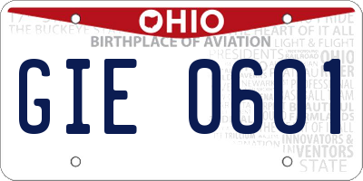 OH license plate GIE0601