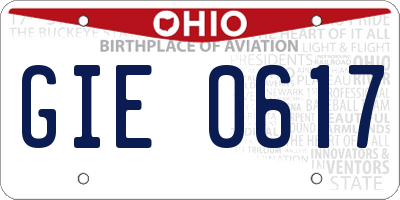 OH license plate GIE0617