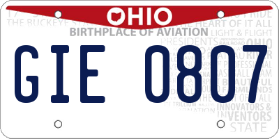OH license plate GIE0807