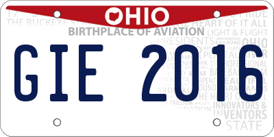 OH license plate GIE2016