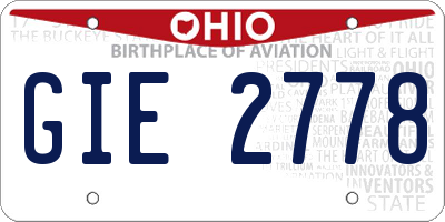 OH license plate GIE2778