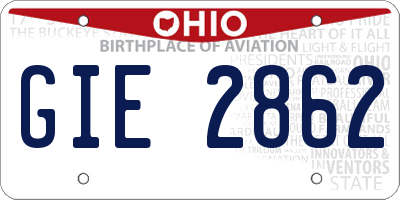 OH license plate GIE2862