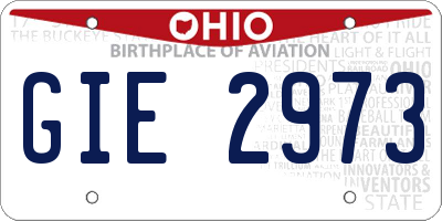 OH license plate GIE2973