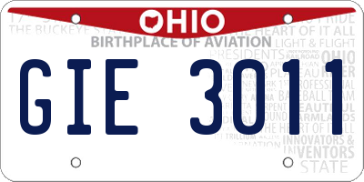OH license plate GIE3011