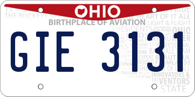 OH license plate GIE3131
