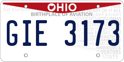 OH license plate GIE3173