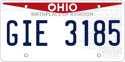 OH license plate GIE3185