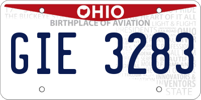 OH license plate GIE3283