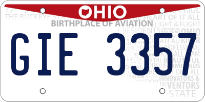 OH license plate GIE3357