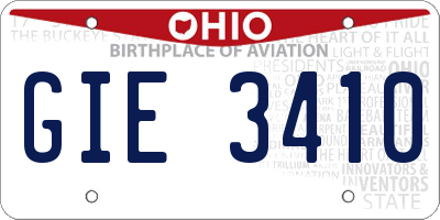 OH license plate GIE3410