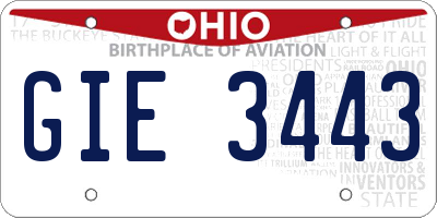 OH license plate GIE3443