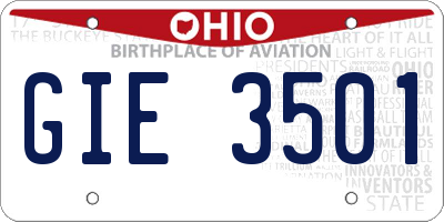 OH license plate GIE3501