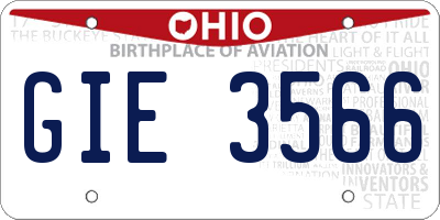 OH license plate GIE3566