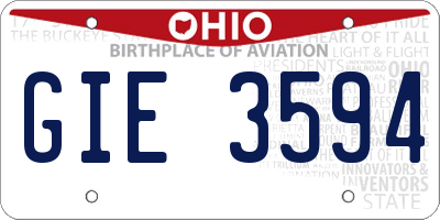 OH license plate GIE3594