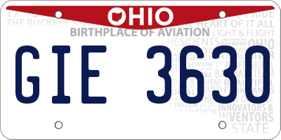 OH license plate GIE3630