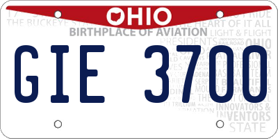OH license plate GIE3700