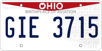 OH license plate GIE3715