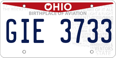 OH license plate GIE3733