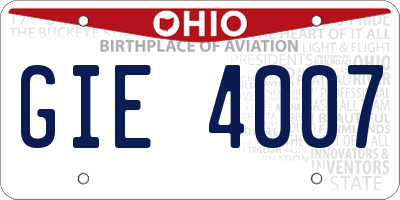OH license plate GIE4007