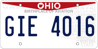 OH license plate GIE4016