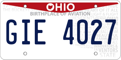 OH license plate GIE4027