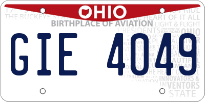 OH license plate GIE4049