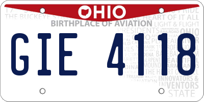 OH license plate GIE4118