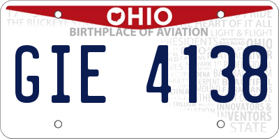 OH license plate GIE4138