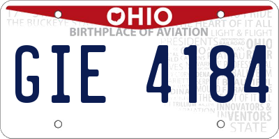 OH license plate GIE4184