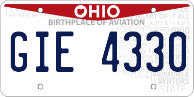 OH license plate GIE4330