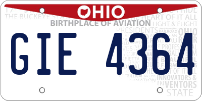 OH license plate GIE4364