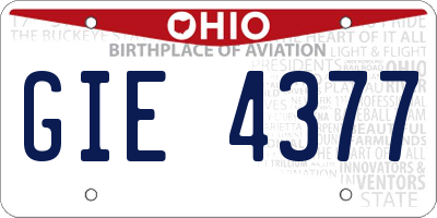 OH license plate GIE4377