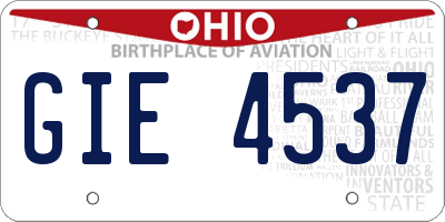 OH license plate GIE4537
