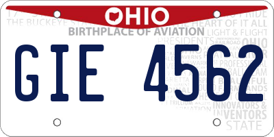 OH license plate GIE4562