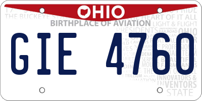 OH license plate GIE4760