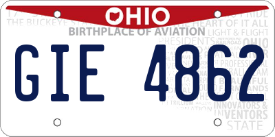 OH license plate GIE4862