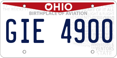 OH license plate GIE4900