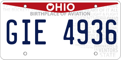 OH license plate GIE4936
