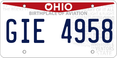 OH license plate GIE4958