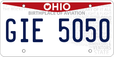OH license plate GIE5050