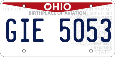 OH license plate GIE5053