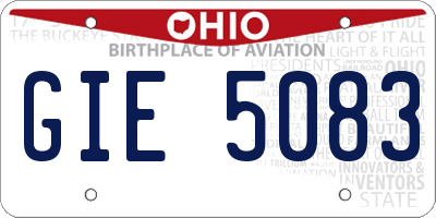 OH license plate GIE5083